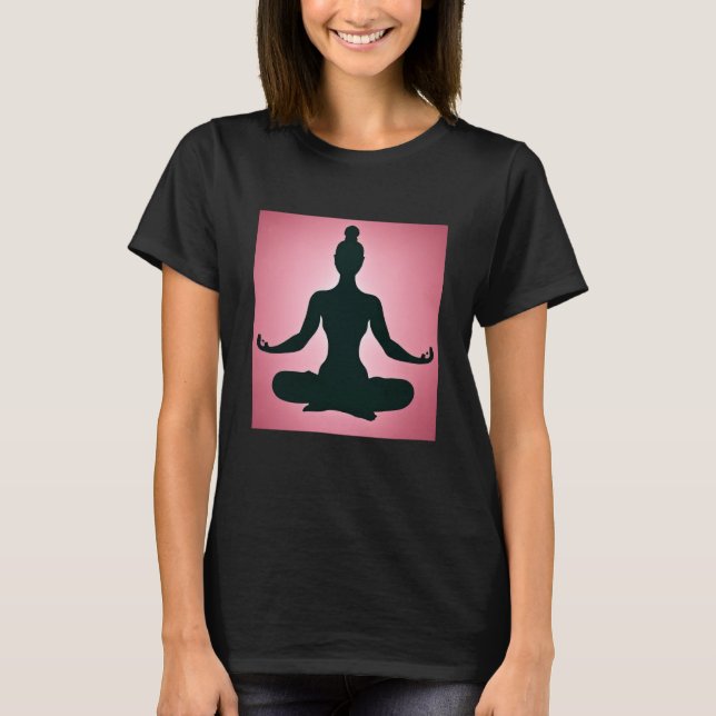Yoga Girl Female Sun Salutation Meditation Chakra  T Shirt (Framsida)