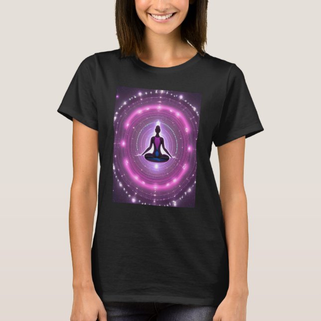 Yoga Girl Female Sun Salutation Meditation Chakra  T Shirt (Framsida)