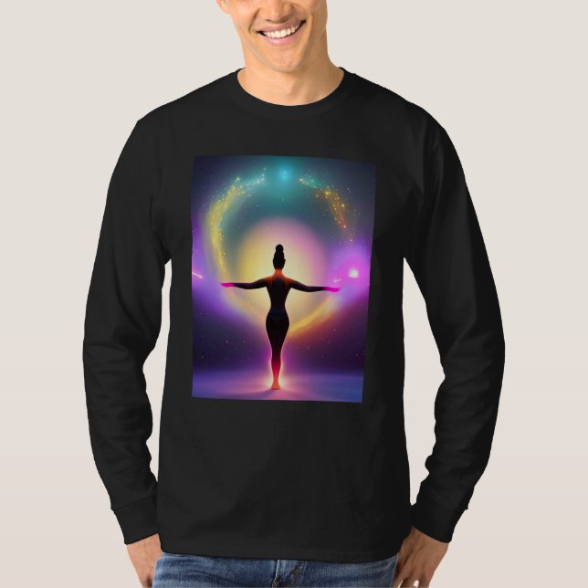Yoga Girl Female Sun Salutation Meditation Chakra  T Shirt (Framsida)