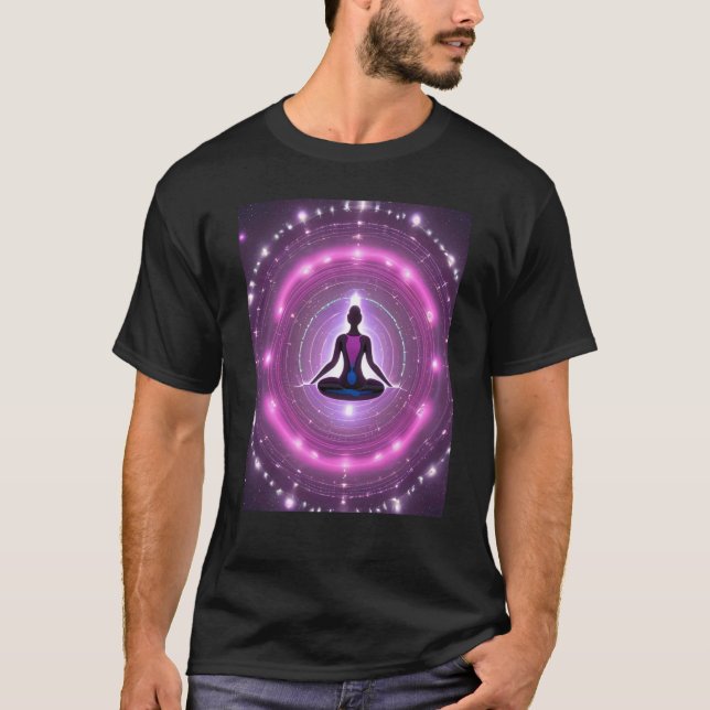 Yoga Girl Female Sun Salutation Meditation Chakra  T Shirt (Framsida)