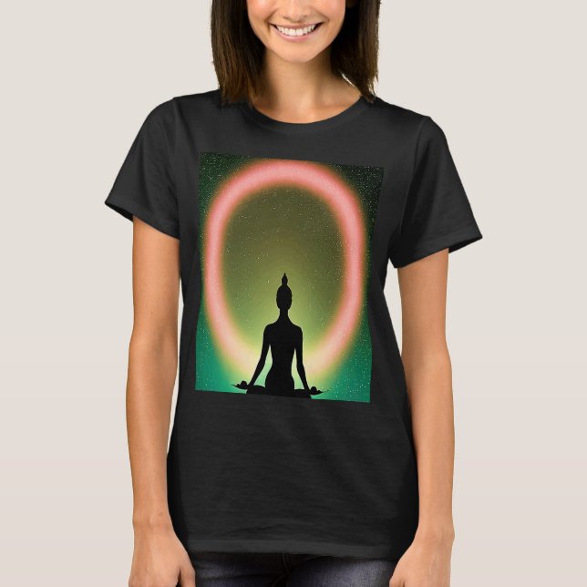 Yoga Girl Female Sun Salutation Meditation Chakra  T Shirt (Framsida)