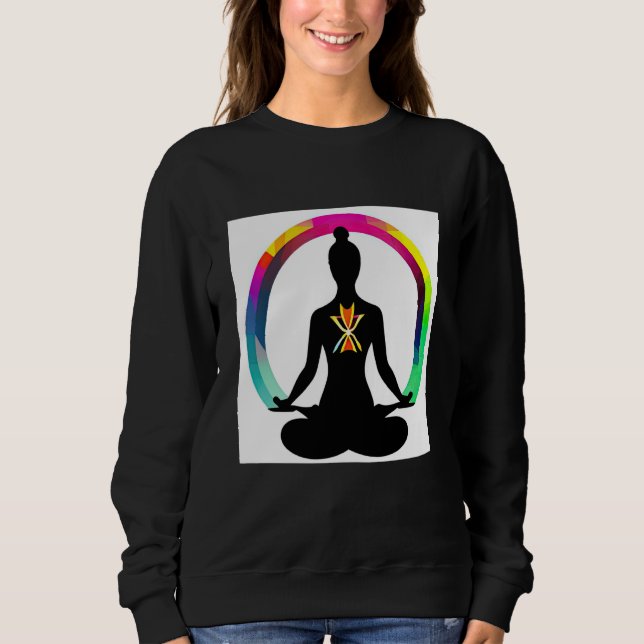 Yoga Girl Female Sun Salutation Meditation Chakra  T Shirt (Framsida)