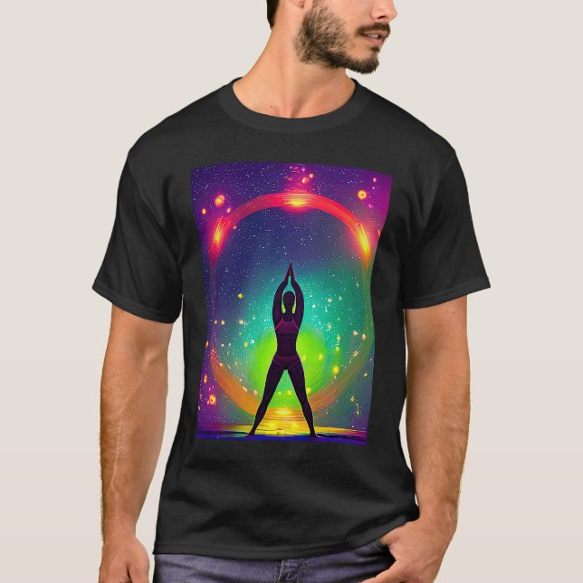 Yoga Girl Female Sun Salutation Meditation Chakra  T Shirt (Framsida)
