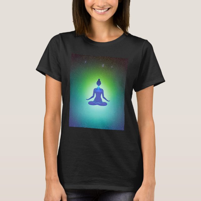 Yoga Girl Female Sun Salutation Meditation Chakra  T Shirt (Framsida)