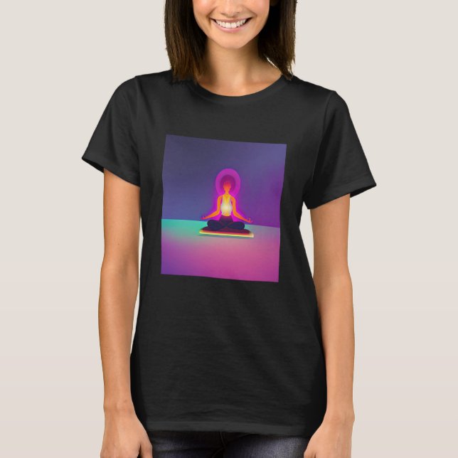 Yoga Girl Female Sun Salutation Meditation Chakra  T Shirt (Framsida)