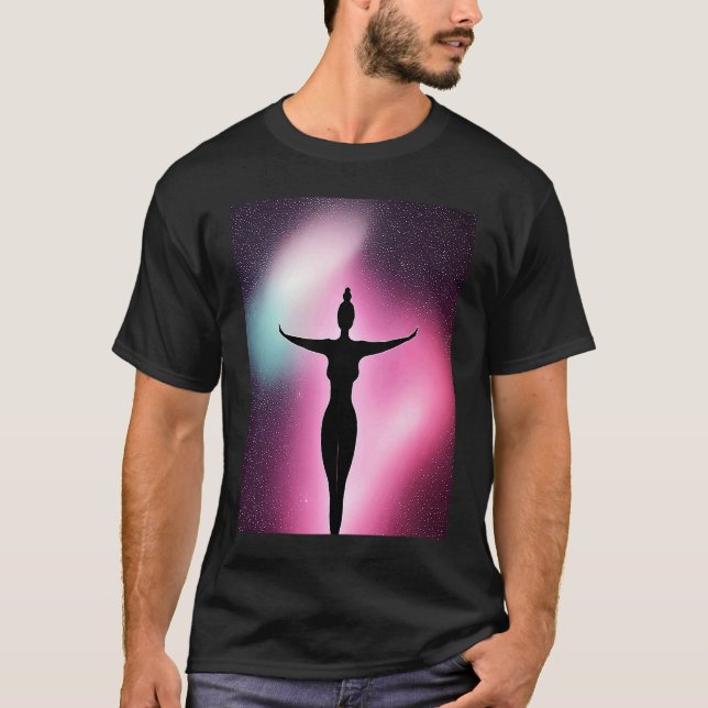 Yoga Girl Female Sun Salutation Meditation Chakra  T Shirt (Framsida)