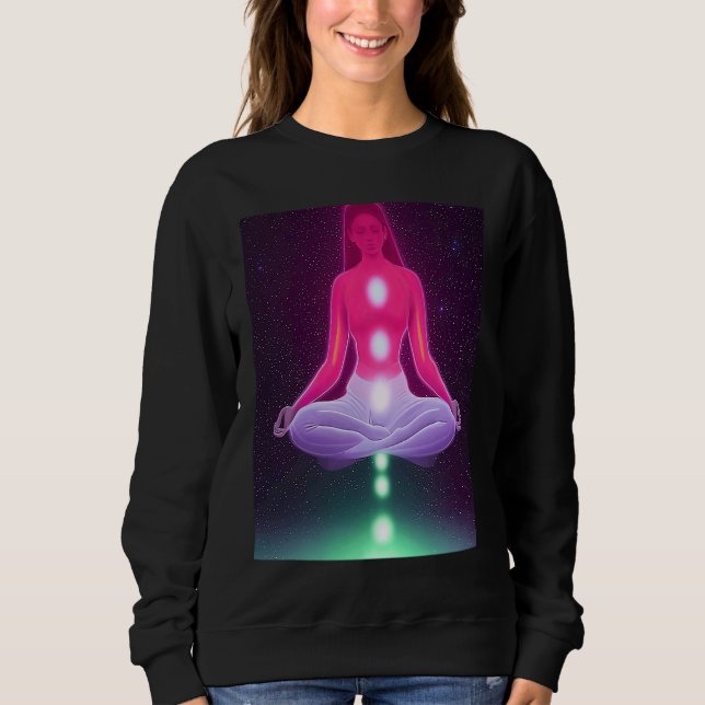 Yoga Girl Female Sun Salutation Meditation Chakra  T Shirt (Framsida)