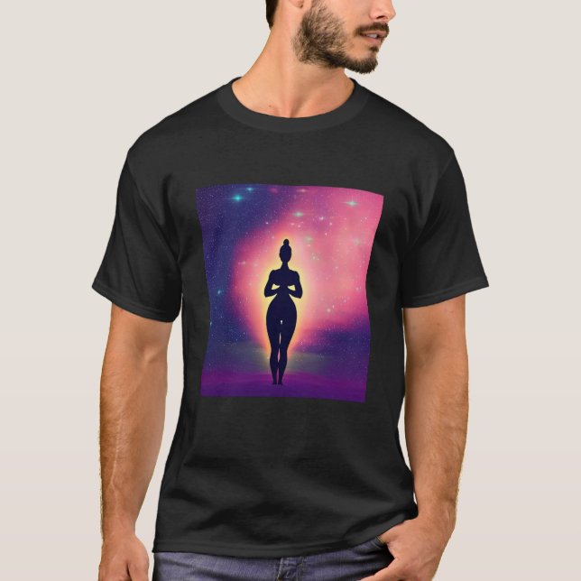 Yoga Girl Female Sun Salutation Meditation Chakra  T Shirt (Framsida)