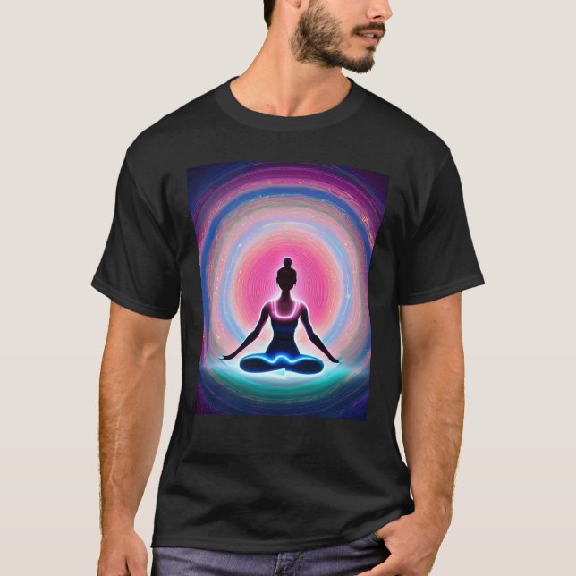 Yoga Girl Female Sun Salutation Meditation Chakra  T Shirt (Framsida)