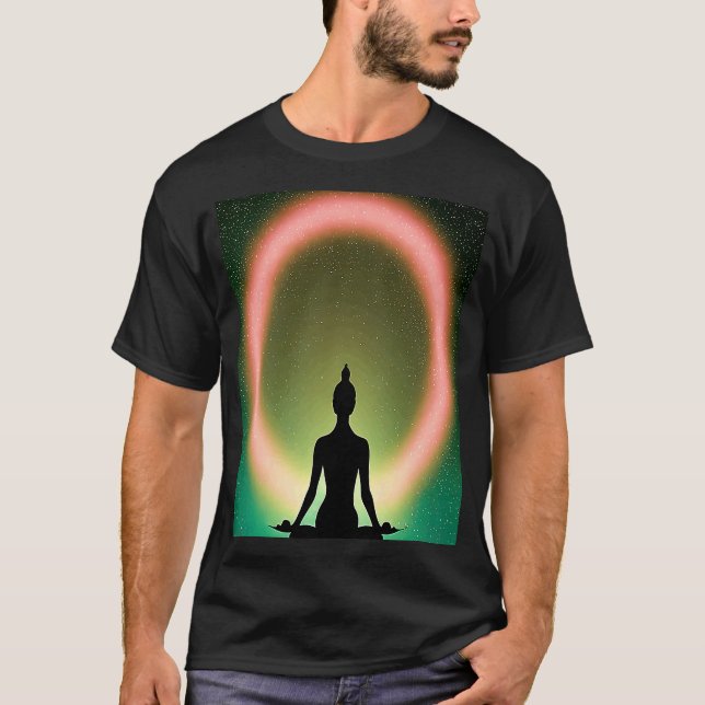 Yoga Girl Female Sun Salutation Meditation Chakra  T Shirt (Framsida)