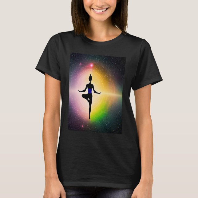 Yoga Girl Female Sun Salutation Meditation Chakra  T Shirt (Framsida)