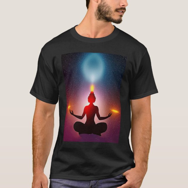 Yoga Girl Female Sun Salutation Meditation Chakra  T Shirt (Framsida)