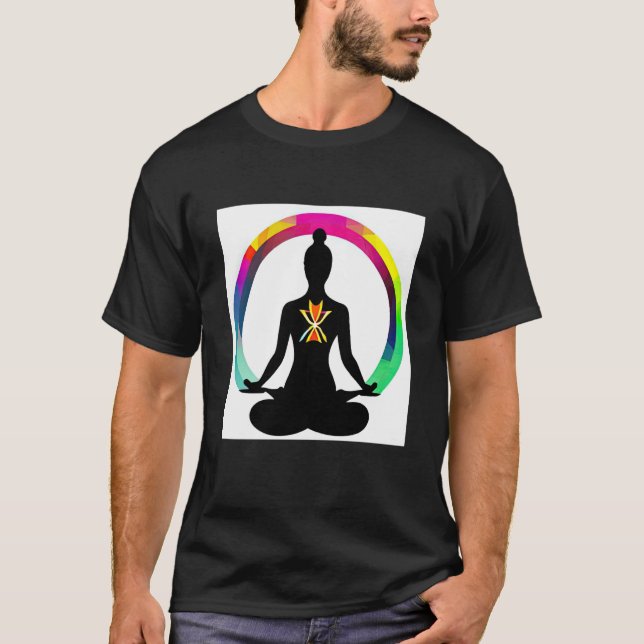 Yoga Girl Female Sun Salutation Meditation Chakra  T Shirt (Framsida)