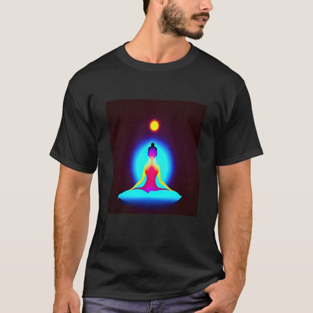 Yoga Girl Female Sun Salutation Meditation Chakra  T Shirt (Framsida)