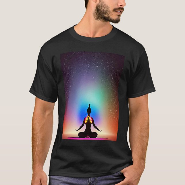 Yoga Girl Female Sun Salutation Meditation Chakra  T Shirt (Framsida)