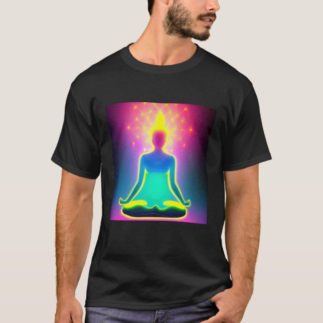 Yoga Girl Female Sun Salutation Meditation Chakra  T Shirt (Framsida)