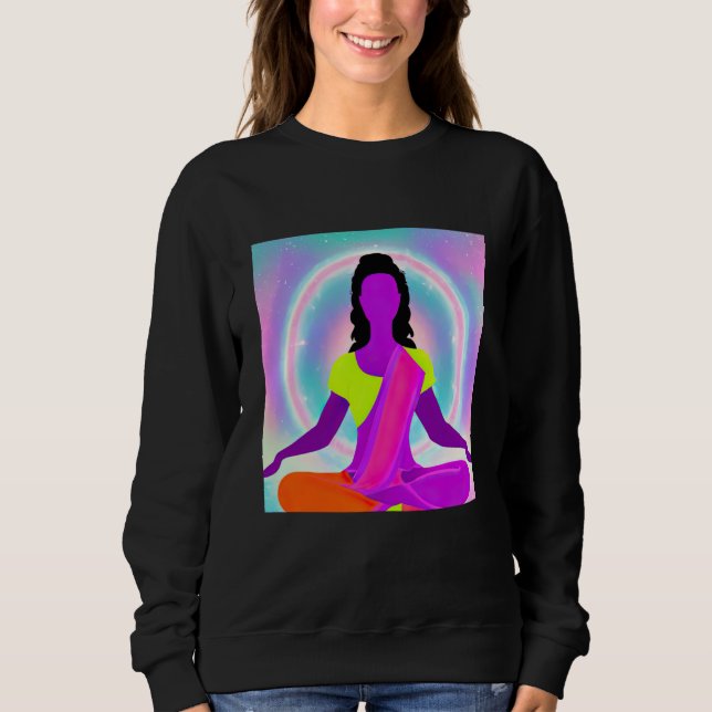 Yoga Girl Female Sun Salutation Meditation Chakra  T Shirt (Framsida)