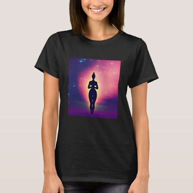 Yoga Girl Female Sun Salutation Meditation Chakra  T Shirt (Framsida)