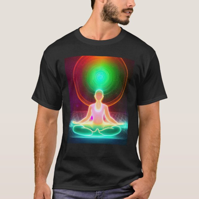 Yoga Girl Female Sun Salutation Meditation Chakra  T Shirt (Framsida)
