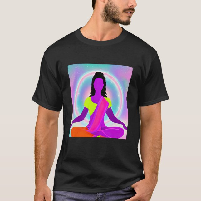 Yoga Girl Female Sun Salutation Meditation Chakra  T Shirt (Framsida)