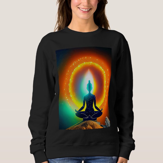 Yoga Girl Female Sun Salutation Meditation Chakra  T Shirt (Framsida)