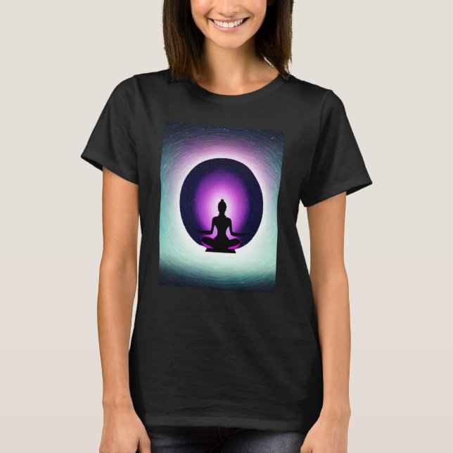 Yoga Girl Female Sun Salutation Meditation Chakra  T Shirt (Framsida)