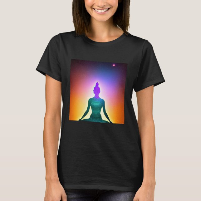 Yoga Girl Female Sun Salutation Meditation Chakra  T Shirt (Framsida)