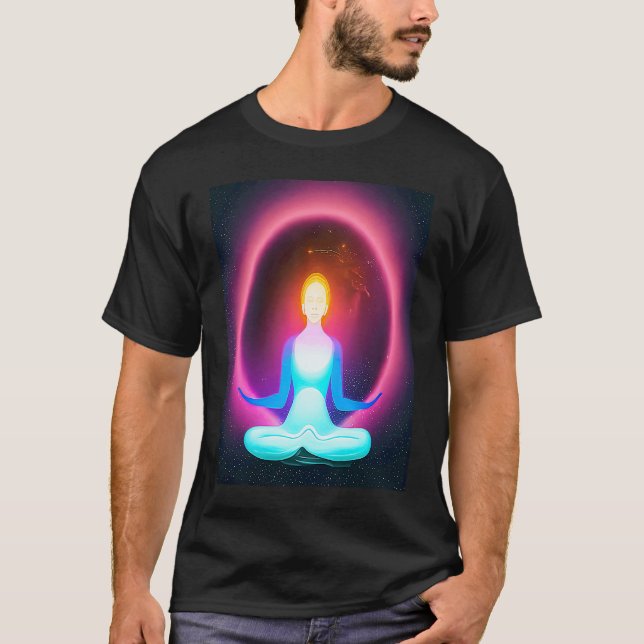 Yoga Girl Female Sun Salutation Meditation Chakra  T Shirt (Framsida)