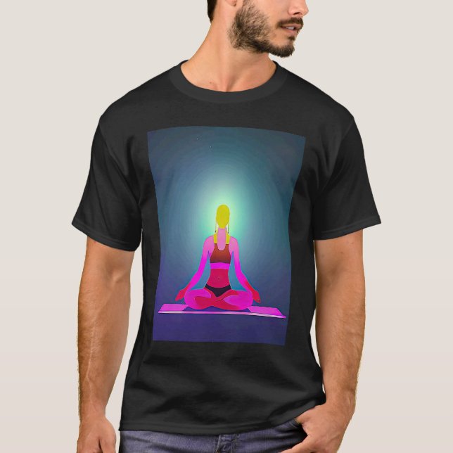Yoga Girl Female Sun Salutation Meditation Chakra  T Shirt (Framsida)