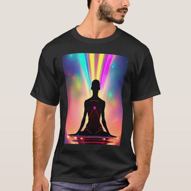Yoga Girl Female Sun Salutation Meditation Chakra  T Shirt (Framsida)