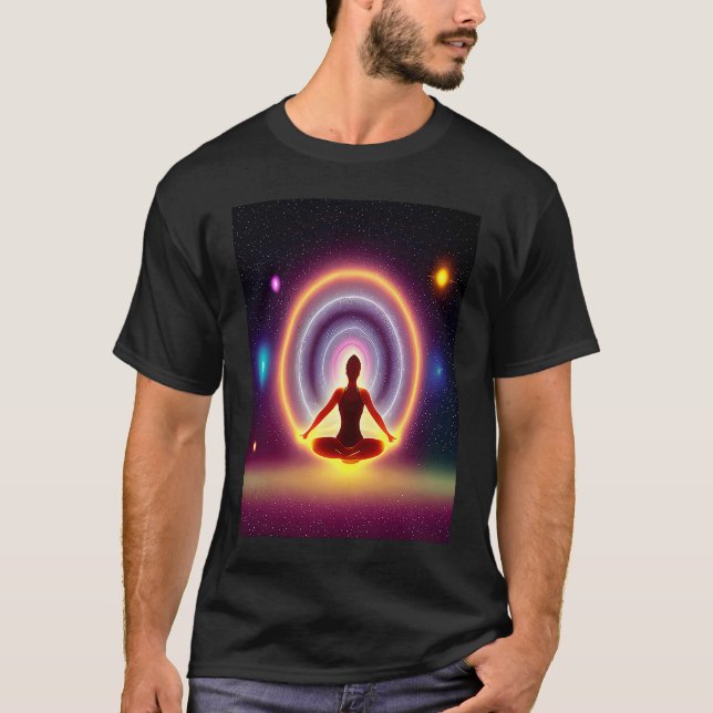 Yoga Girl Female Sun Salutation Meditation Chakra  T Shirt (Framsida)
