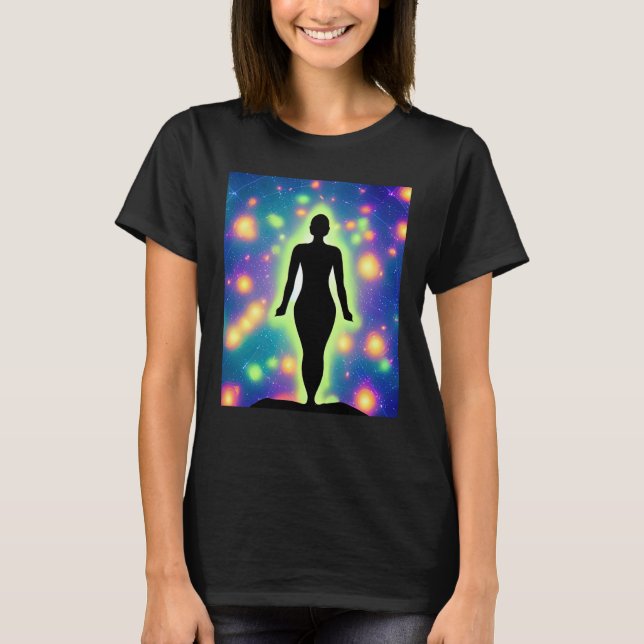 Yoga Girl Female Sun Salutation Meditation Chakra  T Shirt (Framsida)