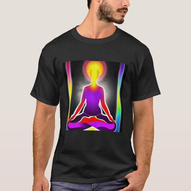 Yoga Girl Female Sun Salutation Meditation Chakra  T Shirt (Framsida)