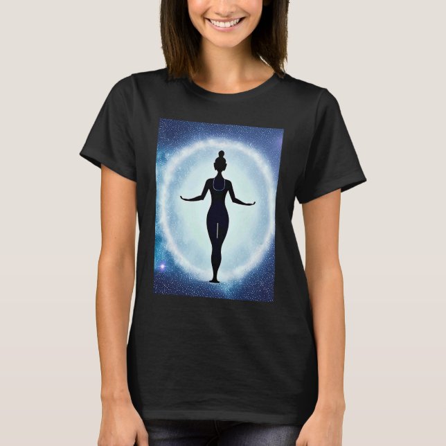Yoga Girl Female Sun Salutation Meditation Chakra  T Shirt (Framsida)