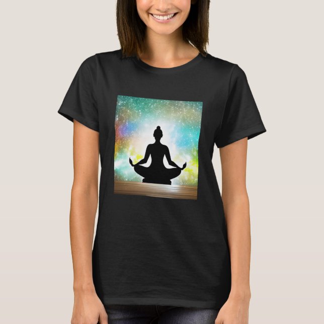 Yoga Girl Female Sun Salutation Meditation Chakra  T Shirt (Framsida)