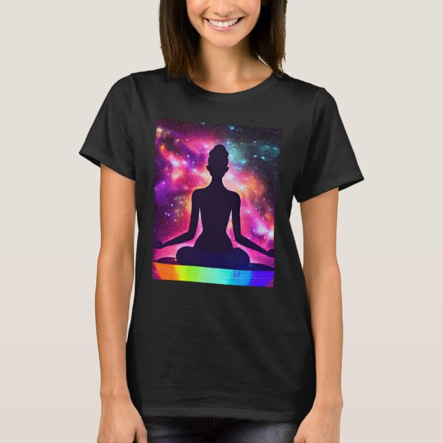Yoga Girl Female Sun Salutation Meditation Chakra  T Shirt (Framsida)