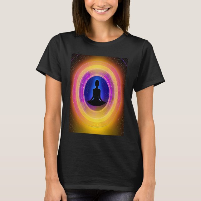 Yoga Girl Female Sun Salutation Meditation Chakra  T Shirt (Framsida)