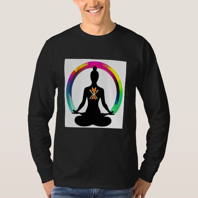Yoga Girl Female Sun Salutation Meditation Chakra  T Shirt (Framsida)