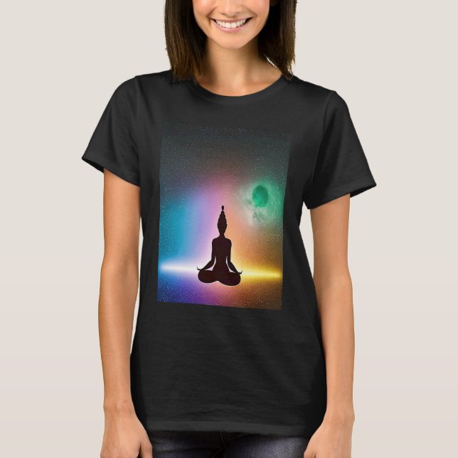 Yoga Girl Female Sun Salutation Meditation Chakra  T Shirt (Framsida)