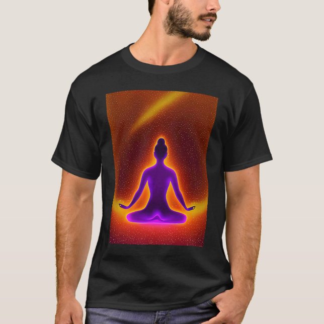 Yoga Girl Female Sun Salutation Meditation Chakra  T Shirt (Framsida)