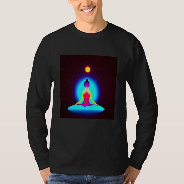 Yoga Girl Female Sun Salutation Meditation Chakra  T Shirt (Framsida)