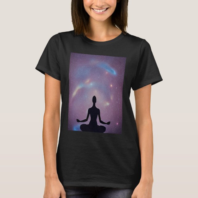 Yoga Girl Female Sun Salutation Meditation Chakra  T Shirt (Framsida)