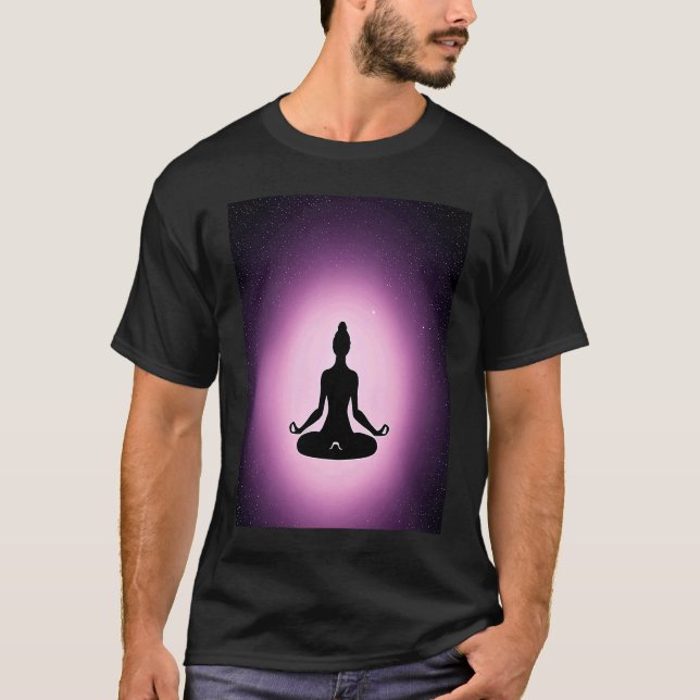 Yoga Girl Female Sun Salutation Meditation Chakra  T Shirt (Framsida)