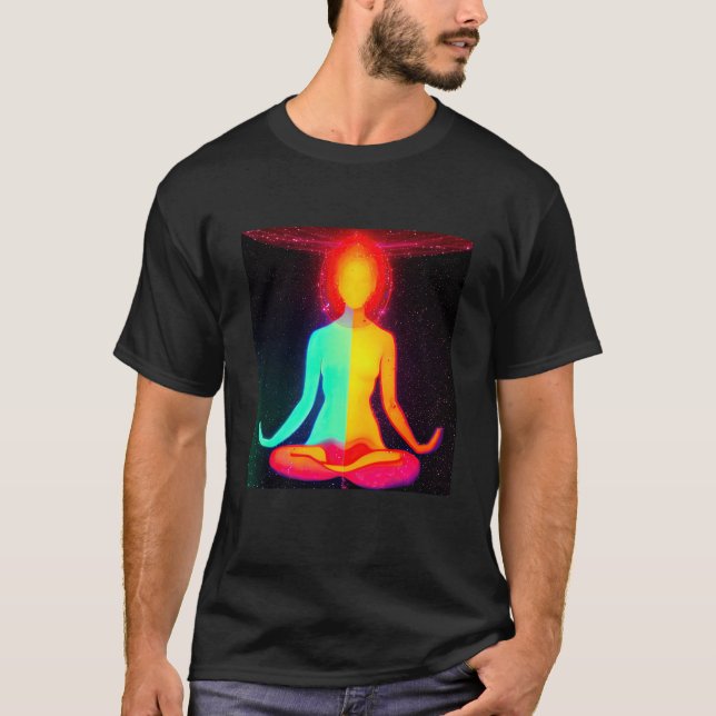 Yoga Girl Female Sun Salutation Meditation Chakra  T Shirt (Framsida)