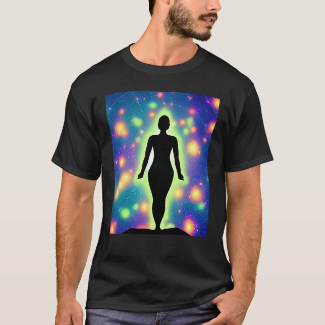 Yoga Girl Female Sun Salutation Meditation Chakra  T Shirt (Framsida)