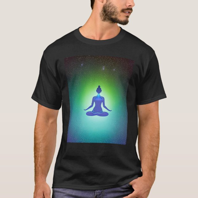 Yoga Girl Female Sun Salutation Meditation Chakra  T Shirt (Framsida)