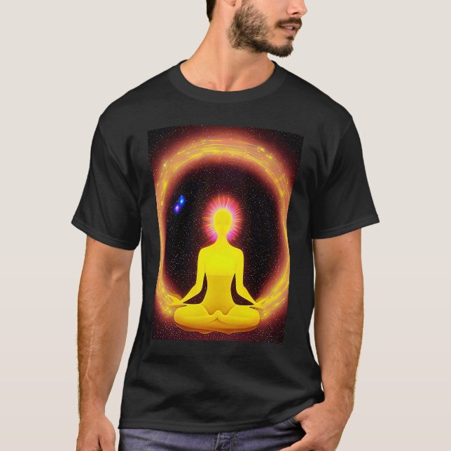 Yoga Girl Female Sun Salutation Meditation Chakra  T Shirt (Framsida)