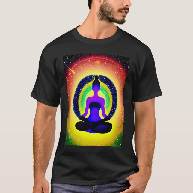 Yoga Girl Female Sun Salutation Meditation Chakra  T Shirt (Framsida)