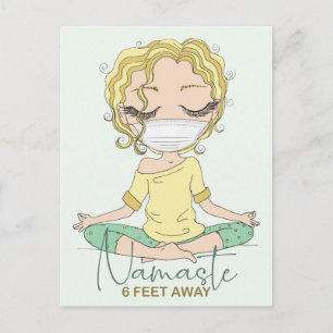 Yoga Girl Namaste 6 Feet Away Blond Vykort