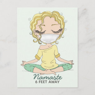 Yoga Girl Namaste 6 Feet Away Vykort